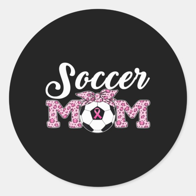 Sticker Rond Soccer Maman Breast Cancer Awareness Rose Ribbon L (Devant)