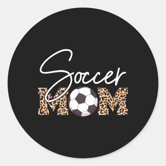 Sticker Rond Soccer Maman Empreinte de léopard Ball (Devant)