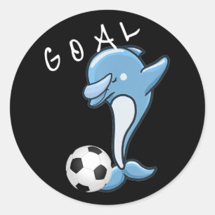 Sticker Rond Soccer mignon Dabbing Dauphin Soccer