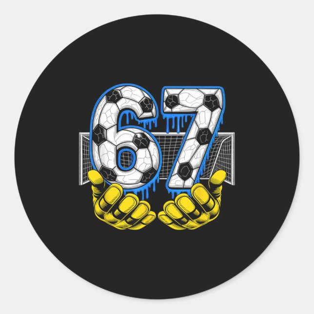 Sticker Rond Soccer Six Seven 67 Funny Gen Alpha Meme  (Devant)