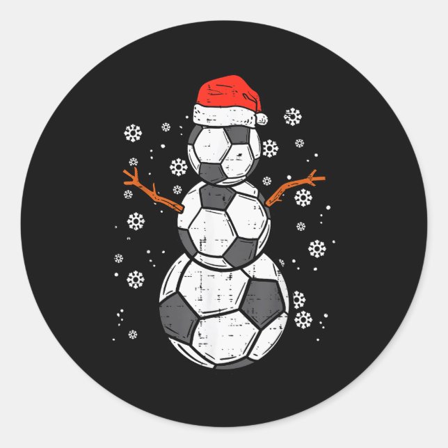 Sticker Rond Soccer Snowman Xmas Christmas Srts Boys Girls  (Devant)