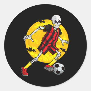 Sticker Rond Soccer Squelette Drôle Halloween Costume Sports Pl