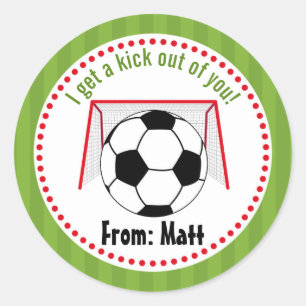 Sticker Rond Soccer Valentines École Nom personnalisé