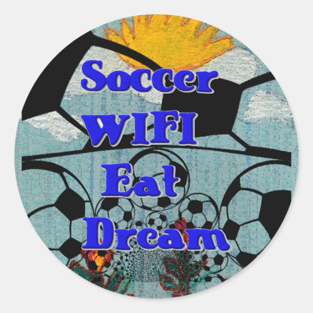 Sticker Rond Soccer WIFI Manger Rêve - Sport amusant Art Imprim (Devant)