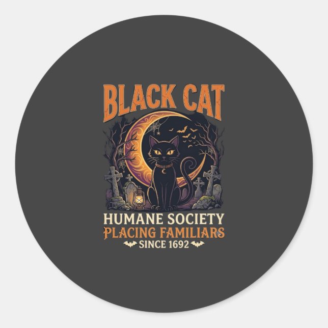 Sticker Rond Société humanitaire du chat noir Halloween Croissa (Devant)