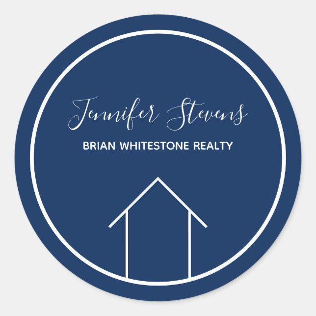 Sticker Rond Société immobilière Custom Navy Blue Marketing (Devant)