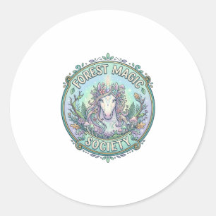 Sticker Rond Société Magique de Graphisme de la Forêt de Licorn