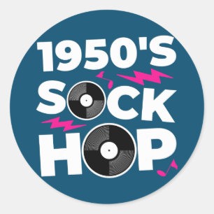 Sticker Rond Sock Hop 50's Dance Party 1950