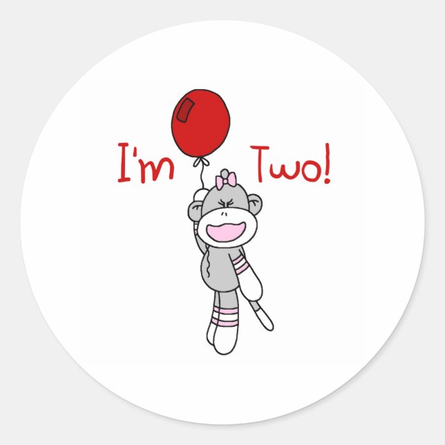 Sticker Rond Sock Monkey 2e anniversaire (Devant)