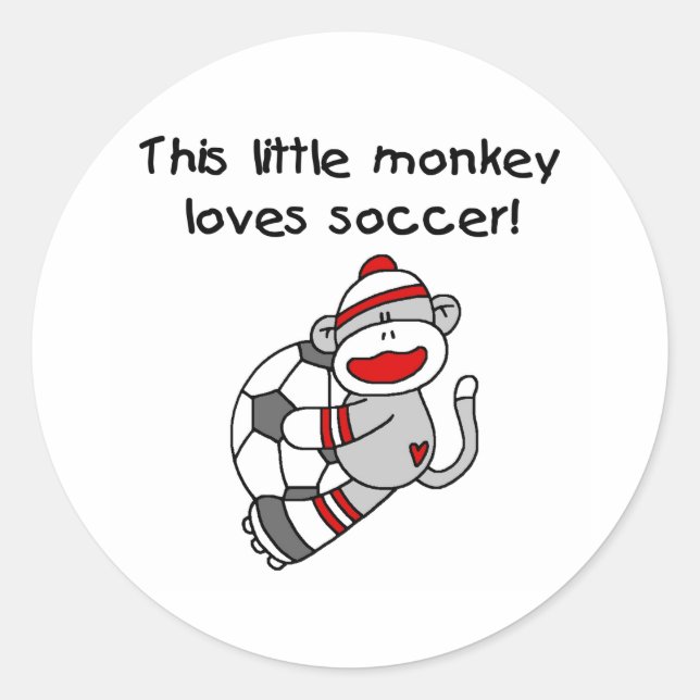 Sticker Rond Sock Monkey Aime Le Football (Devant)