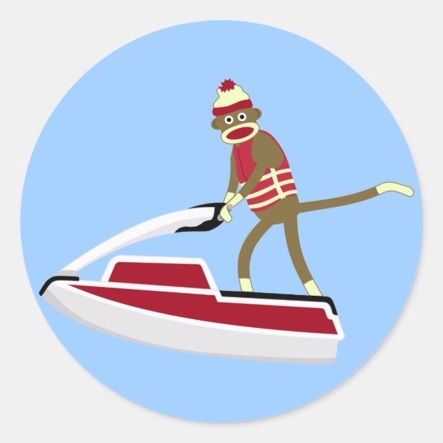 Sticker Rond Sock Monkey Jetski (Devant)