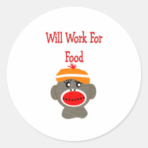Sticker Rond Sock singkey TRAVAILLERA POUR LES DONS ALIMENTAIRE