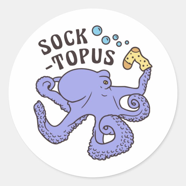 Sticker Rond Socktopus Bleu Octopus Avec Sock Funny Meme (Devant)