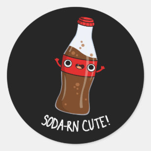 Sticker Rond Soda-rn Cute Funny Soda Pun Dark BG