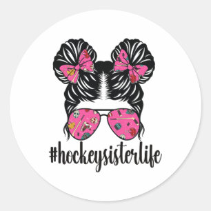 Sticker Rond Sœur de hockey sur glace Petite sœur d'un joueur d