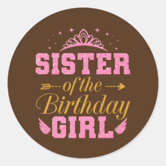 Sticker Rond Sœur de la fille qui fête son anniversaire Fête d'