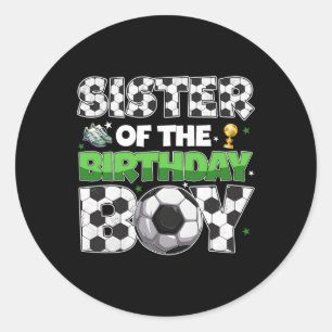 Sticker Rond Soeur du garçon d'anniversaire Fête de football Fa