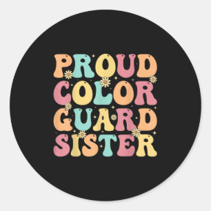 Sticker Rond Sœur fière de la garde de couleur - Sœur de Groovy