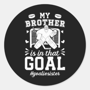Sticker Rond Sœur fière gardienne de but de hockey sur glace d'
