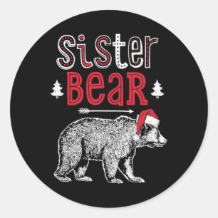 Sticker Rond Soeur Ours Noël Père Noël Famille Correspondant Py