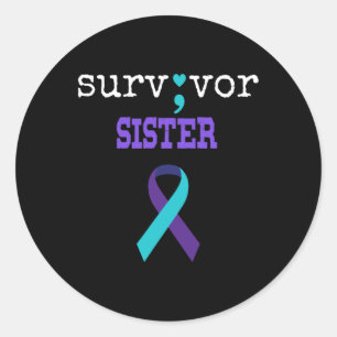 Sticker Rond Soeur Survivante Semicolon Don Prévention du suici