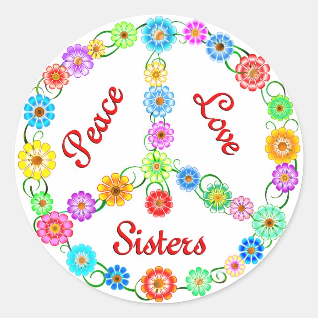 Sticker Rond Soeurs d'amour pour la paix (Devant)