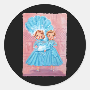 Sticker Rond Soeurs White Christmas Movie 1954 Xmas Pajam