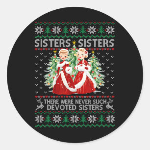 Sticker Rond Soeurs White Christmas Movie Xmas Snow Holiday Pa