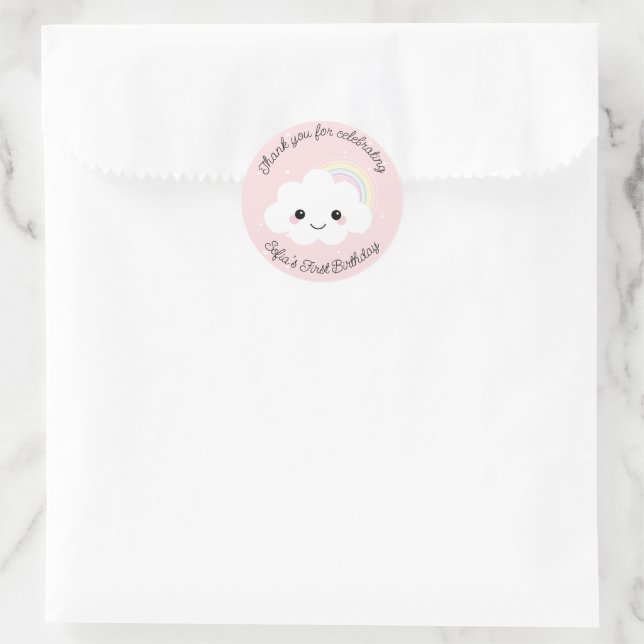 Sticker Rond Sofia Cloud Anniversaire Merci Favoriser (Sac)