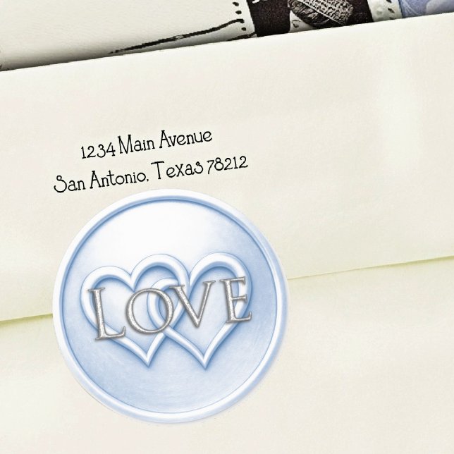 Sticker Rond Soft Blue Two Hearts Intertwined Wedding (Créateur téléchargé)