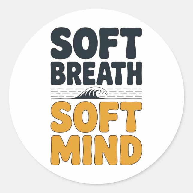 Sticker Rond Soft Breath Soft Mind Dandelion Yoga Inspiration A (Devant)