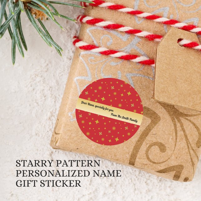 Sticker Rond Soft Glow Golden Stars & Floral Petals Pattern (Créateur téléchargé)