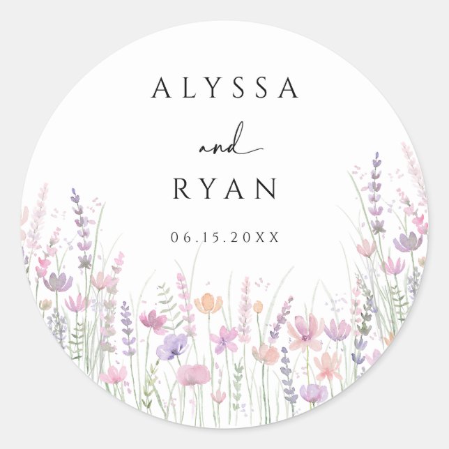 Sticker Rond Soft Paste Floral Wildflower Wedding (Devant)