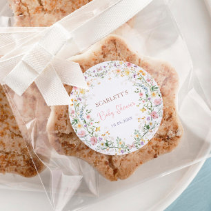 Sticker Rond Soft Pastel Fleur sauvage Garden Baby shower Faveu