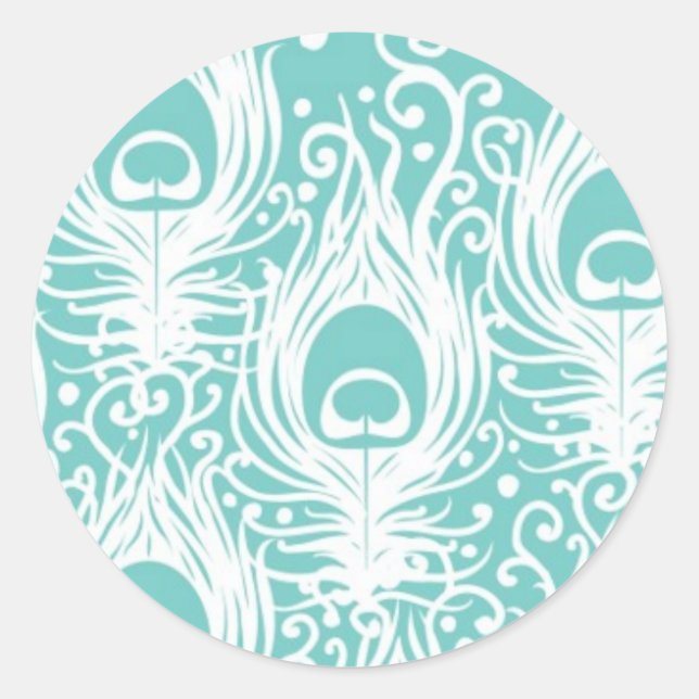 Sticker Rond Soft peacock feathers (Devant)