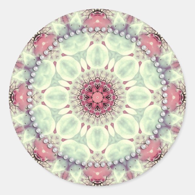 Sticker Rond Soft Pretty Kaleidoscope Mandala (Devant)