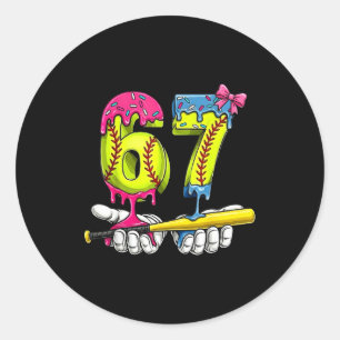 Sticker Rond Softball 67 Crème Glacée Dégoulinante Six Sept Gar