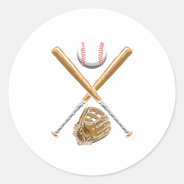 Sticker Rond Softball Articles Ball Bat Gant Casque de Baseball (Devant)