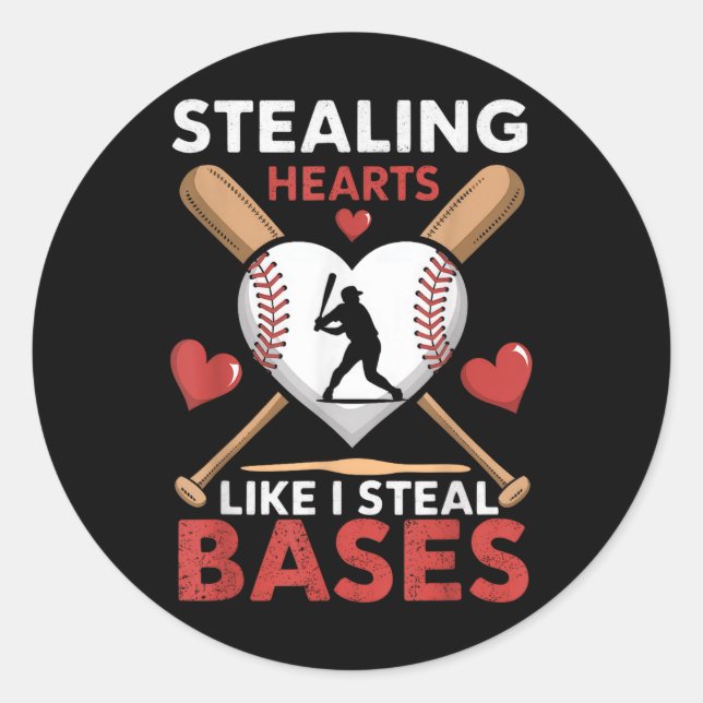 Sticker Rond Softball Baseball Voler Coeurs Comme Je Voler Bas (Devant)