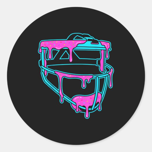 Sticker Rond Softball Catcher Drip Ice Cream Mask Sprinkles Gam (Devant)