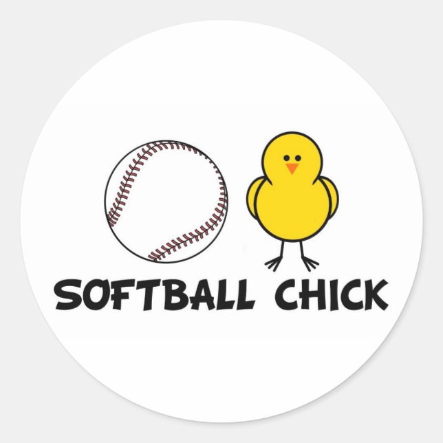 Sticker Rond Softball Chick (Devant)