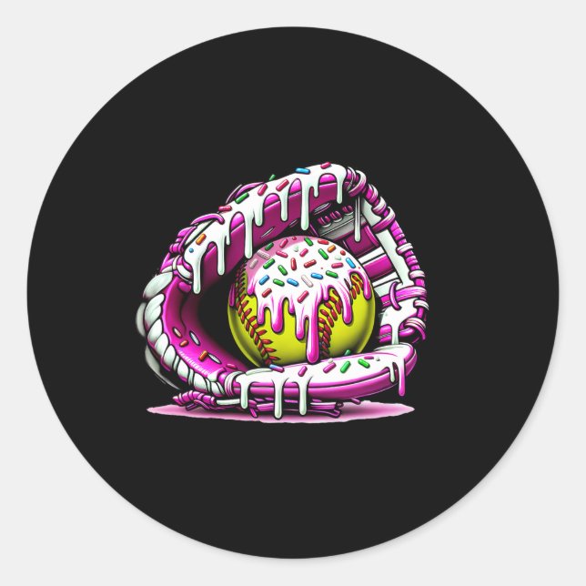 Sticker Rond Softball Drift Ice Cream Sprinkings Softball Glove (Devant)