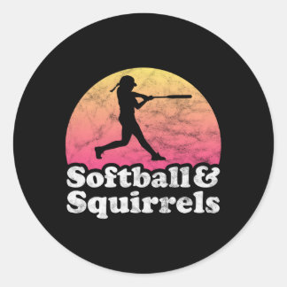Sticker Rond Softball Et Écureuils Ou Écureuil
