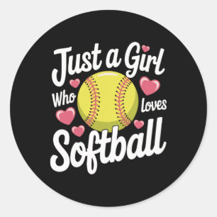 Sticker Rond Softball Juste Une Fille Qui Aime Le Softball