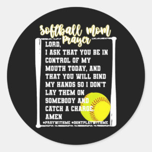 Sticker Rond Softball Maman Prière Jour Baseball Christian Re