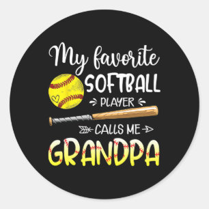 Sticker Rond Softball Mon Joueur de Softball Préféré M'appelle