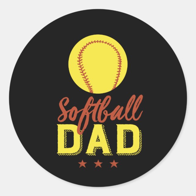 Sticker Rond Softball Papa Fier Père Père du joueur sportif Enf (Devant)