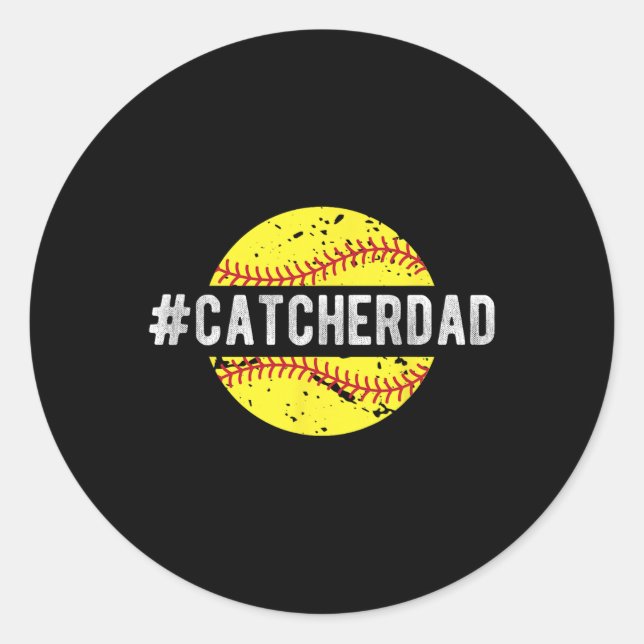 Sticker Rond Softll Catcher Dad Of A Softll Catcher  (Devant)