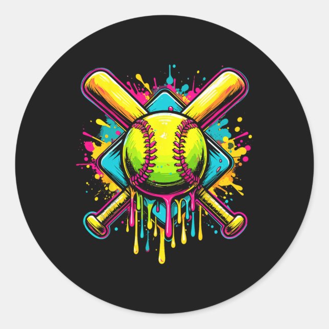 Sticker Rond Softll Girl Ice Cream Softll Drip  (Devant)