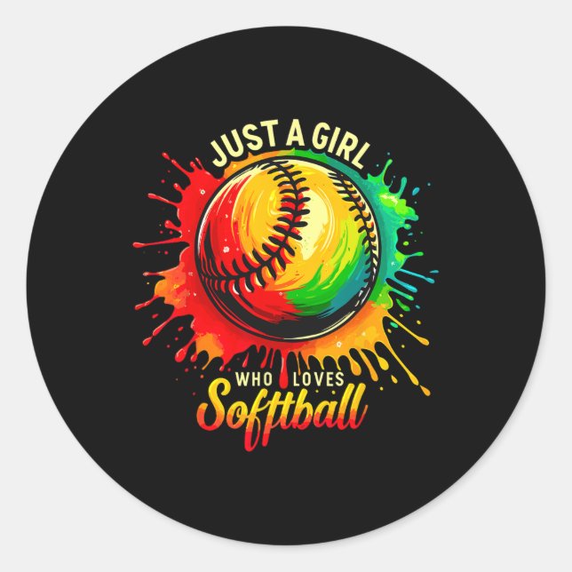Sticker Rond Softll Girl Just A Girl Who Loves Softll  (Devant)